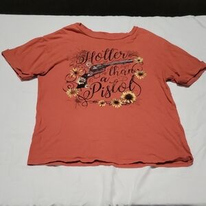 White Crow Orange Graphic Tee with Floral Design